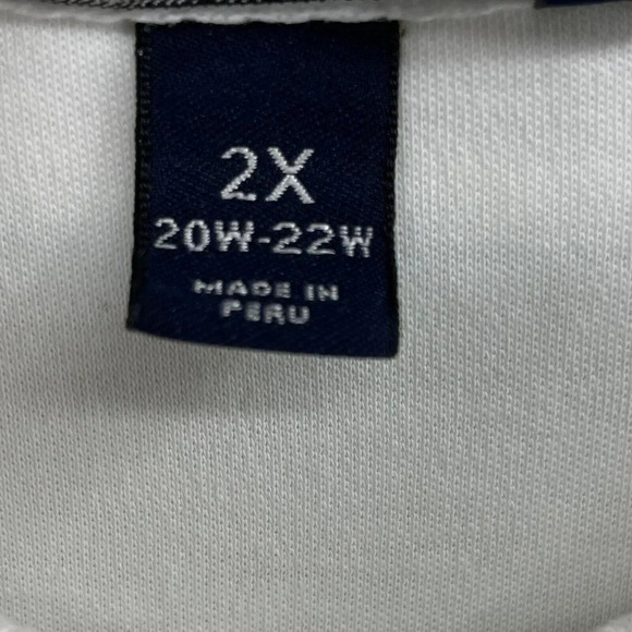 Lands' End Polo Shirt  Womens 2X White Green Print Collared Short Sleeve Casual - Picture 11 of 13